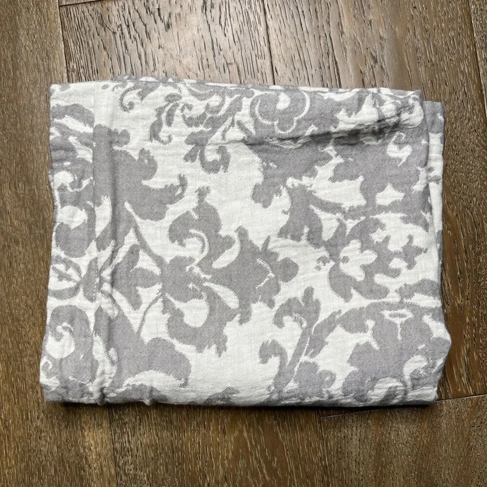 Pottery Barn Stella Damask Printed King Size Pillow Sham Gray